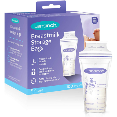 LANSINOH BREASTMILK STORAGE BAGS 100CT/BOX