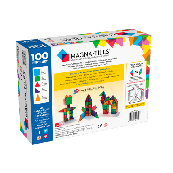 Magna-Tiles 磁力片積木玩具 - 透光彩色 100塊套裝