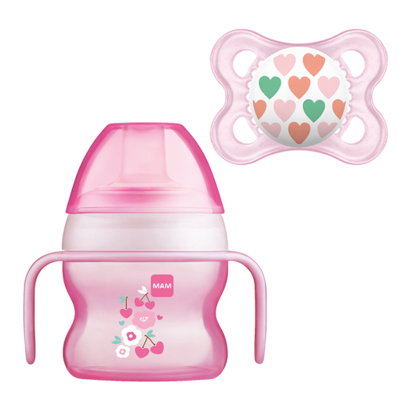 Mam Starter Cup Pink 150ml With Handles And Soother
