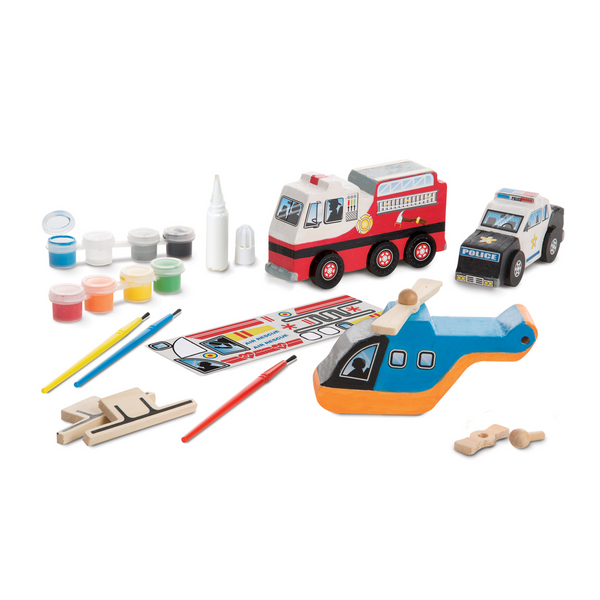 Melissa Doug Created by Me Rescue Vehicles Wooden Craft Kit
