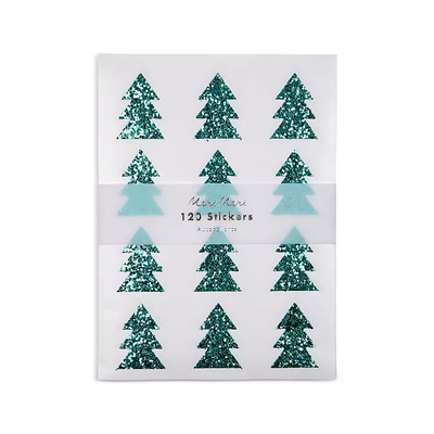 Meri Meri Green Glitter Tree Sticker Sheets (Set Of 10 Sheets)