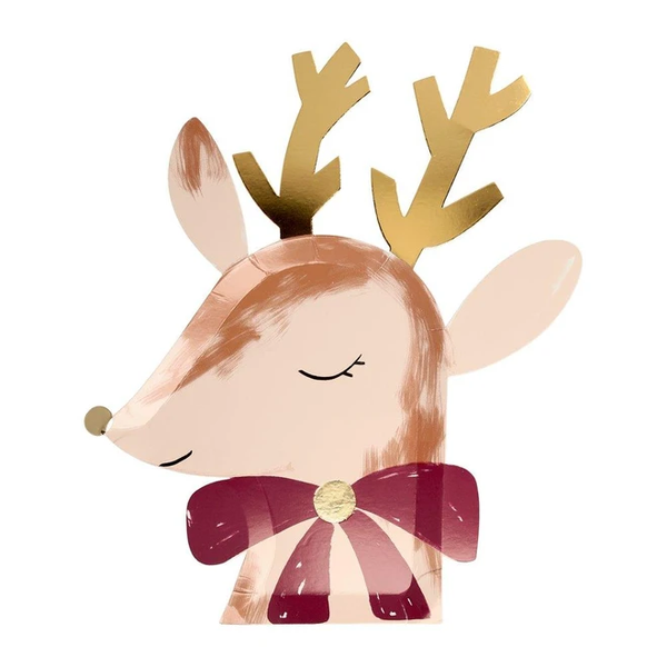 Meri Meri Reindeer With Bow Plates (Set Of 8)