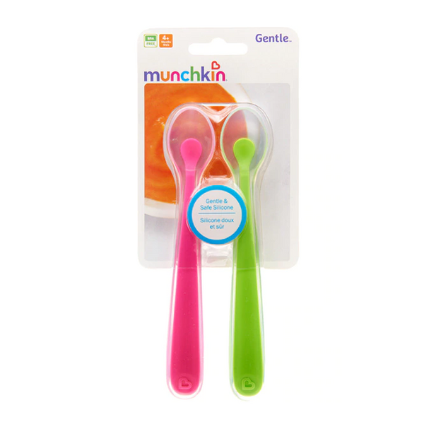 Munchkin 矽膠匙羹 (2件裝) – 粉紅/綠色