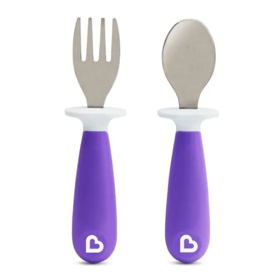 Munchkin Raise Toddler Fork And Spoon - Purple
