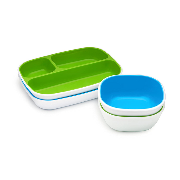 Munchkin Splash Toddler Divided Plate And Bowl Dining Set – Blue/Green