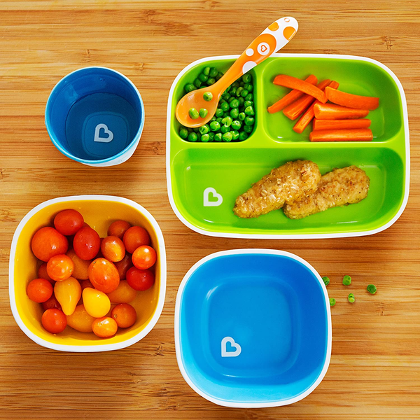 Munchkin Splash Toddler Divided Plate And Bowl Dining Set – Blue/Green