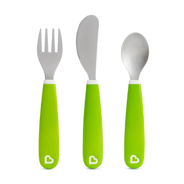Munchkin Splash Toddler Fork, Knife And Spoon Set – Green