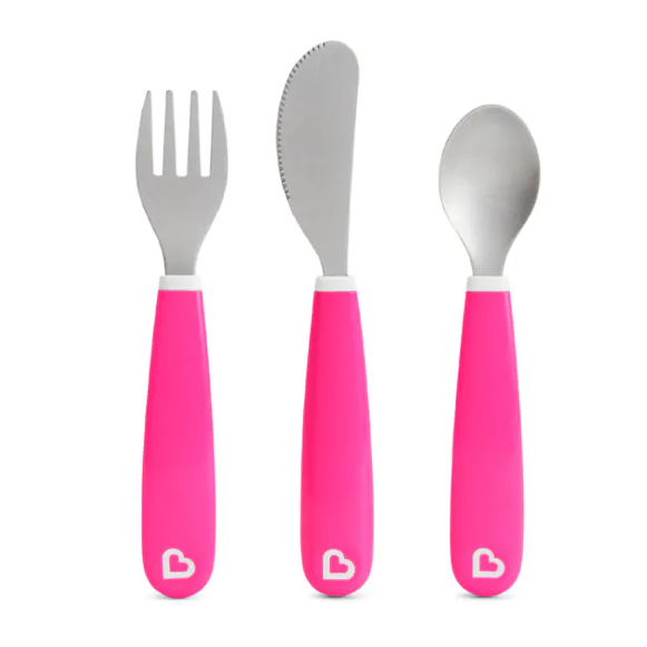 Munchkin Splash Toddler Fork, Knife And Spoon Set – Pink