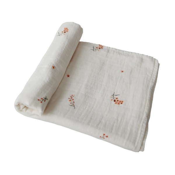 Mushie Muslin Swaddle Blanket Organic Cotton – Flowers