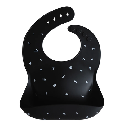 Mushie Silicone Baby Bib - Numbers Black