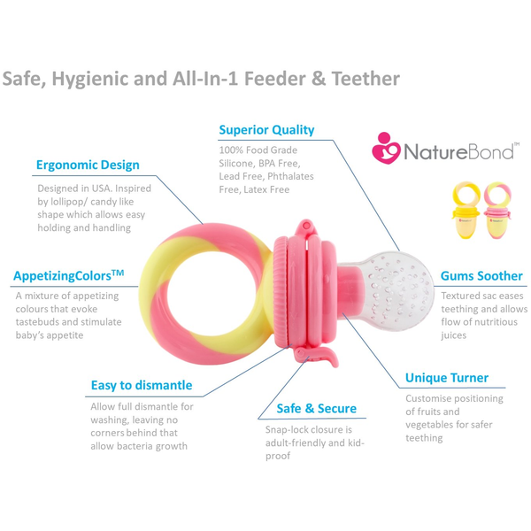 Naturebond Baby Food Feeder Pacifier 2Pcs/Pack - Pink/Yellow