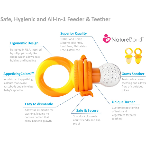 Naturebond Baby Food Feeder Pacifier 2Pcs/Pack - Yellow/Orange