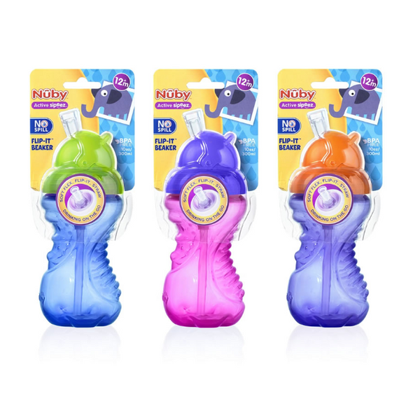 NUBY FLIP IT BEAKER ACTIVE SIPEEZ 300ML - PURPLE