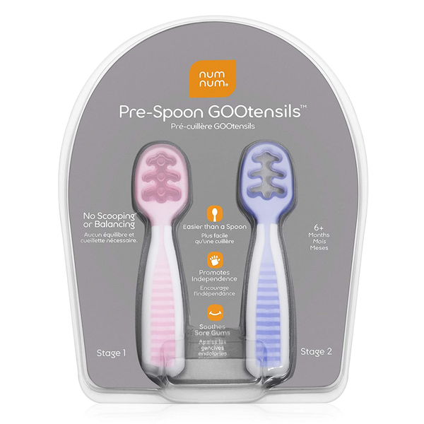 Numnum Pre-Spoon Silicone Gootensils (First Stage + Second Stage) - Lilac/Rosebud