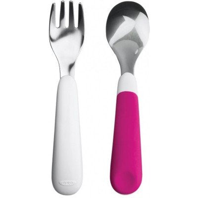Oxo Tot Fork & Spoon Set - Pink