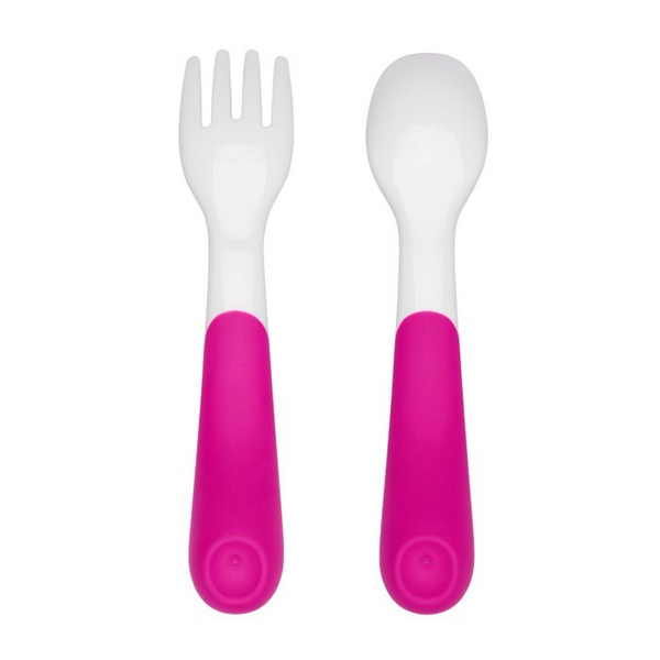 Oxo Tot On-The-Go Plastic Fork & Spoon Set With Travel Case – Pink