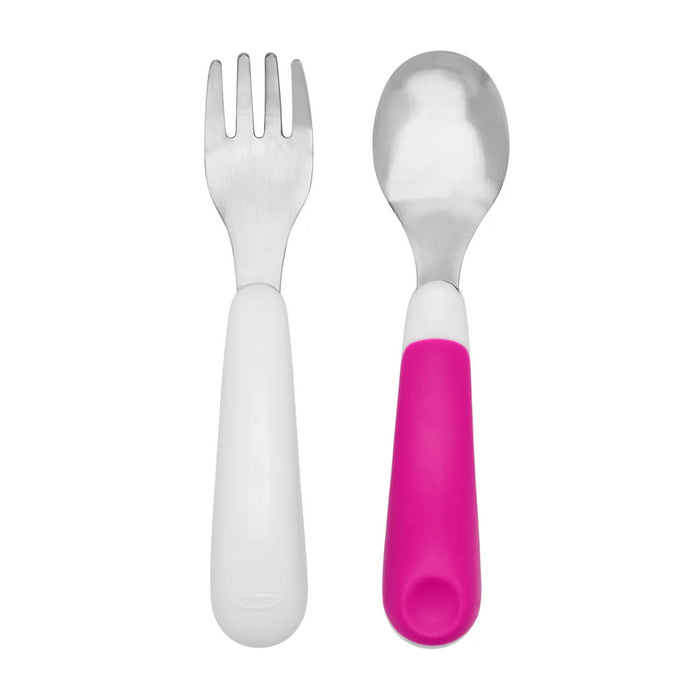 Oxo Tot On-the-Go Fork and Spoon Set With Travel Case - Pink