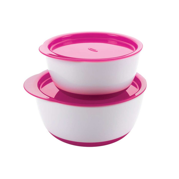 Oxo Tot 有蓋碗套裝(小型/大型) - 粉紅色
