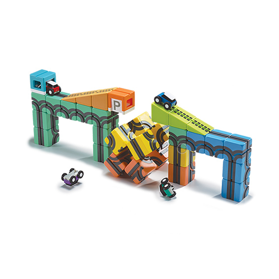 Qbi 磁吸軌道玩具車 - 4件軌道方塊 擴充配件