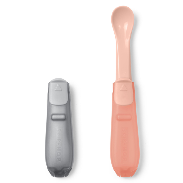 Skip Hop Easy-Fold Travel Spoons - Grey/Soft Coral