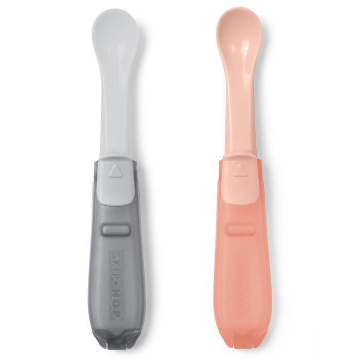 SKIP HOP EASY-FOLD TRAVEL SPOONS - GREY/SOFT CORAL | BABY SOPHIE