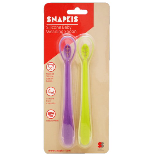 Snapkis Silicone Baby Weaning Spoon 2Pk Green/Purple Refresh