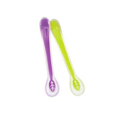 SNAPKIS SILICONE BABY WEANING SPOON 2PK GREEN/PURPLE REFRESH