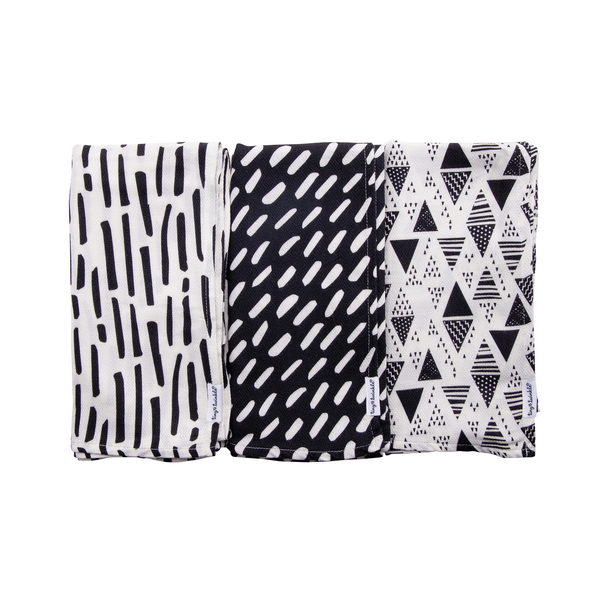 Tiny Twinkle Kaffle韓式提花編織紗巾 (3件裝) – 白條/黑條/三角形