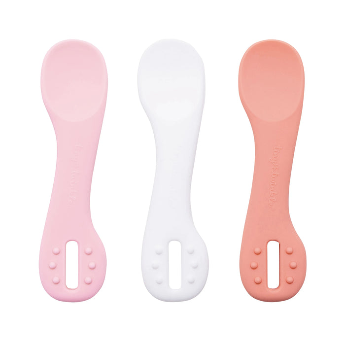 Tiny Twinkle 矽膠軟勺 (3件裝) – 粉紅/白/蜜橙色