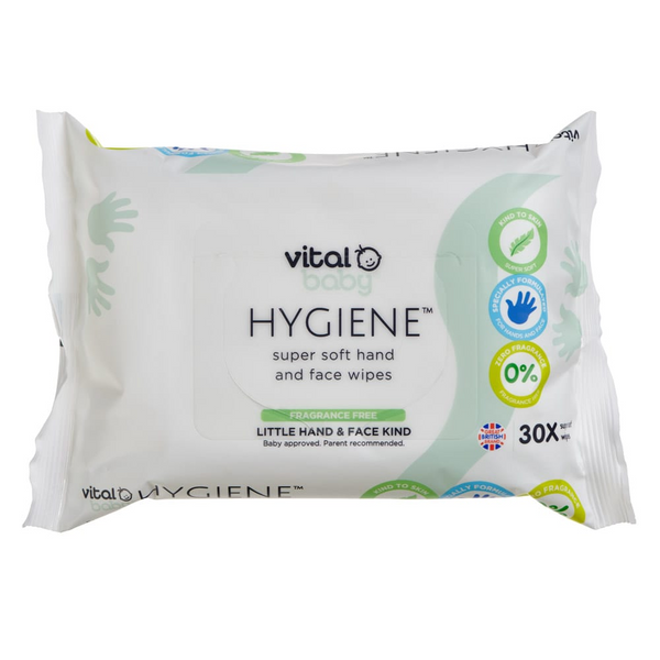 Vital Baby Hygiene Super Soft Hand And Face Wipes Fragrance Free (30Wipes)